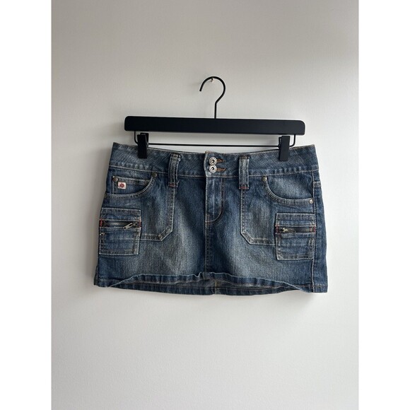 Vintage Y2K Paris Blues Denim Mini Skirt Women’s Size 7 Low Rise - Picture 1 of 9